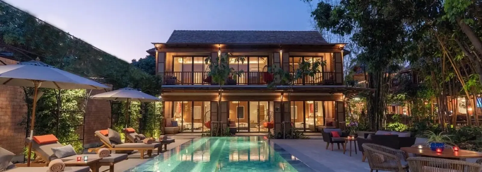 A quiet luxury resort pool in Northern Thailand